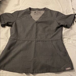 Figs graphite peplum scrub top XS